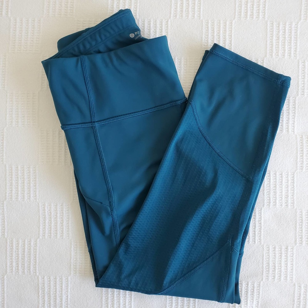 ATHLETA | Mesh Contender Running Crop | Coastal Teal | XS
